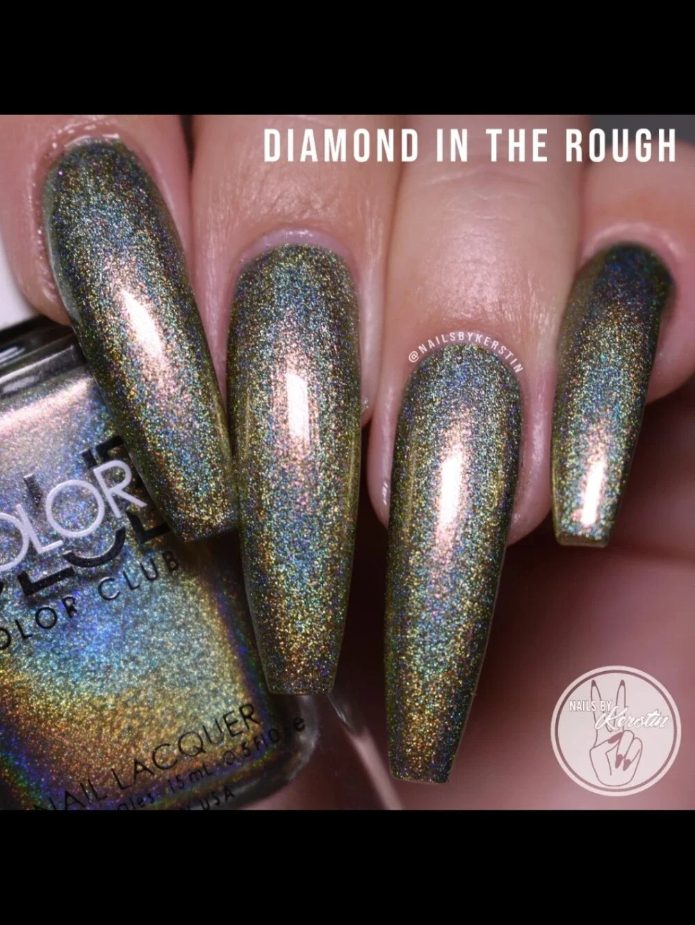 Color Club 🌈 Diamond In The Rough ✨️ Linear Holographic Olive Polish